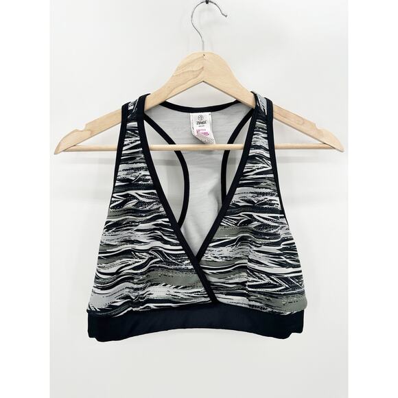 Zumba Womens XXL Sports Bra Black Racerback Workout Training Deep V Low Impact - Picture 1 of 8